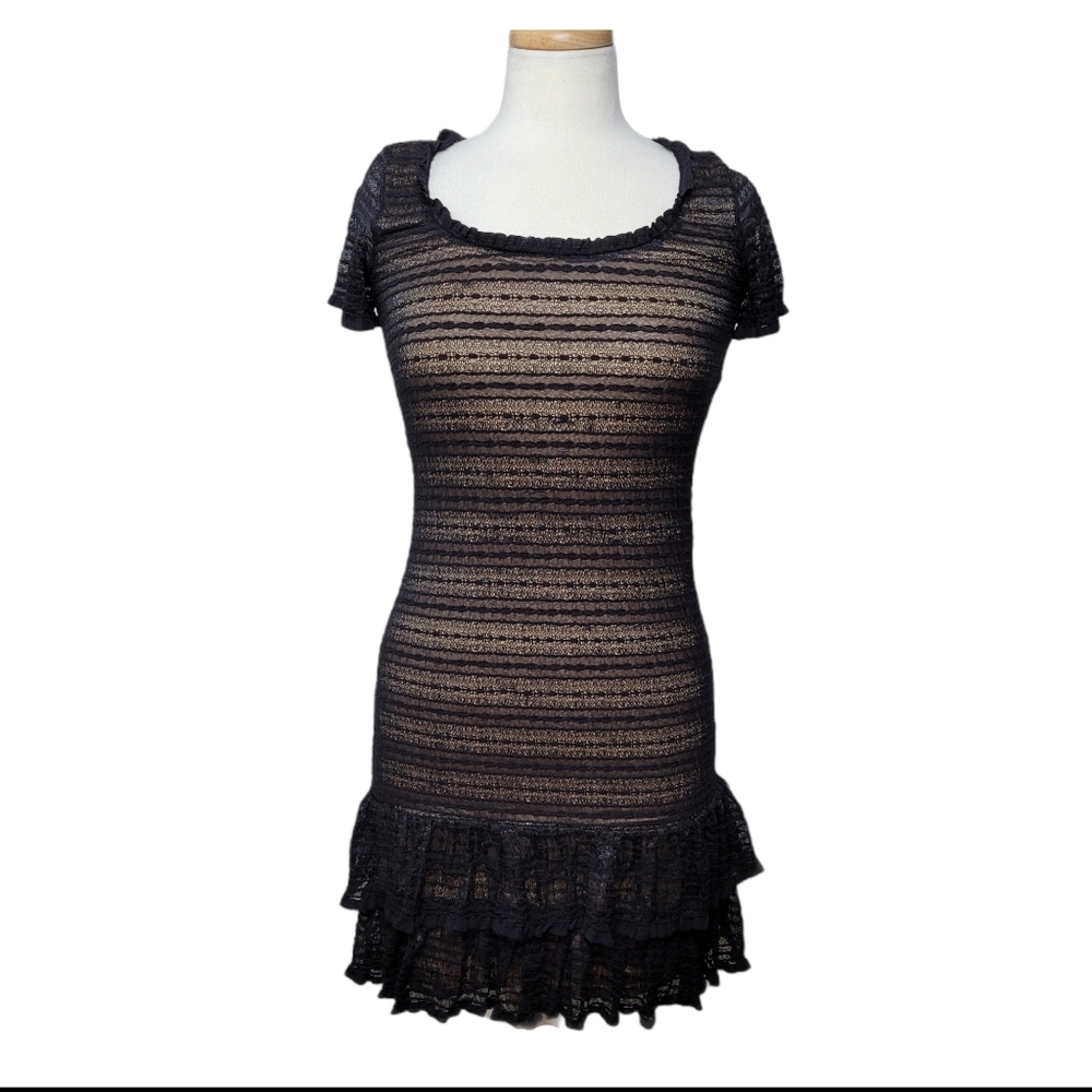 STUDIO M Dress Mini Lace Ruffles Body Con Size XS